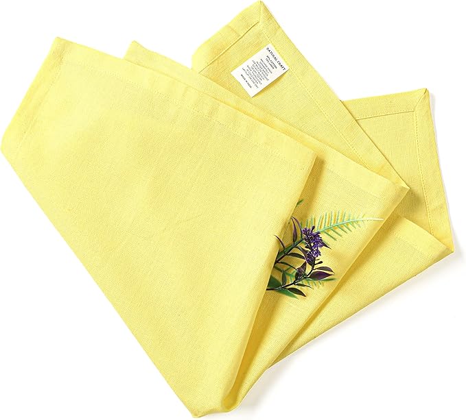 NATURALCRAFT Cloth Napkins Set of 12 Cotton Linen 18x18 Inch - Soft Durable Easter Washable - Ideal for Hotel Farmhouse Party Wedding Spring Summer Easter - Perfect Everyday Use (Lemon, Pack of 12)