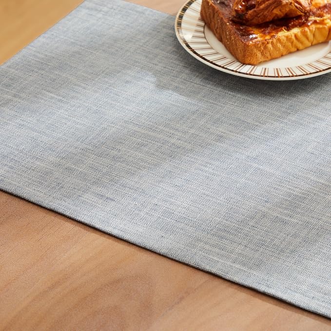 ZeeMart Rustic Cotton Linen Table Runner, 13x36 Inches Blue, Farmhouse Style Dusty Blue Table Runners 36 Inches Long, Washable Kitchen Dining Table Decoration for Home Party Decor