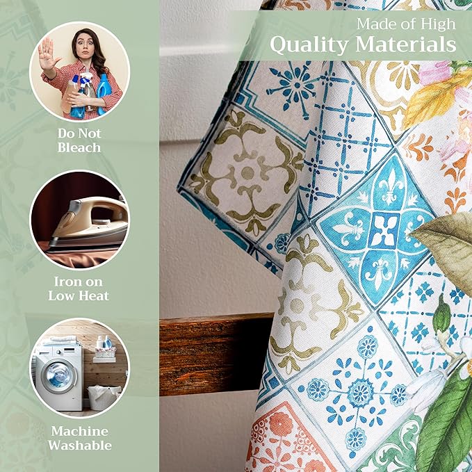 Maison d' Hermine Kitchen Towels Set of 3 100% Cotton 27.50" x 20" Reusable Cloth Tea Dish Towels Absorbent with Hanging Loop for Kitchen Gifts for Mothers Day Spring/Summer (Agrume)