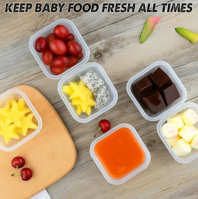 ARSUK Baby Food Containers (4oz/120ml, 8 Pack) - Small Plastic Containers with Lids - Toddler Snack Containers - Reusable Freezer Safe Food Storage Jars - BPA-Free, Leakproof & Microwave Safe