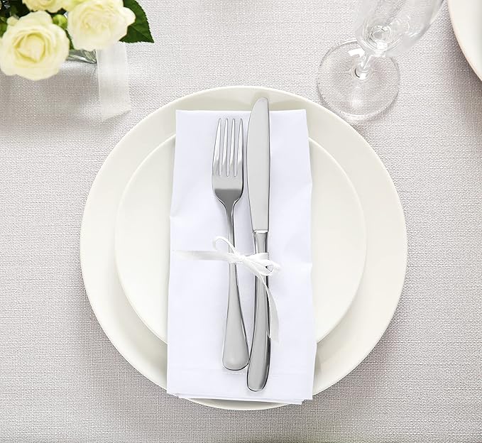 Utopia Kitchen White Cloth Napkins [24 Pack, 18x18 Inch] Absorbent Cotton Blend Washable and Reusable for Dinner, Restaurant, Lunch, Wedding and Hotel