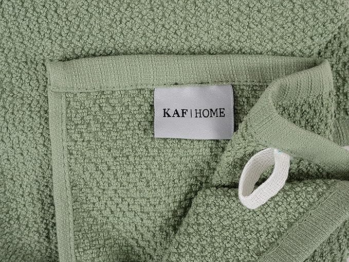 KAF Home Deluxe Popcorn Terry Kitchen Towels, Cotton Kitchen Dish Towels, Set of 4, French Green