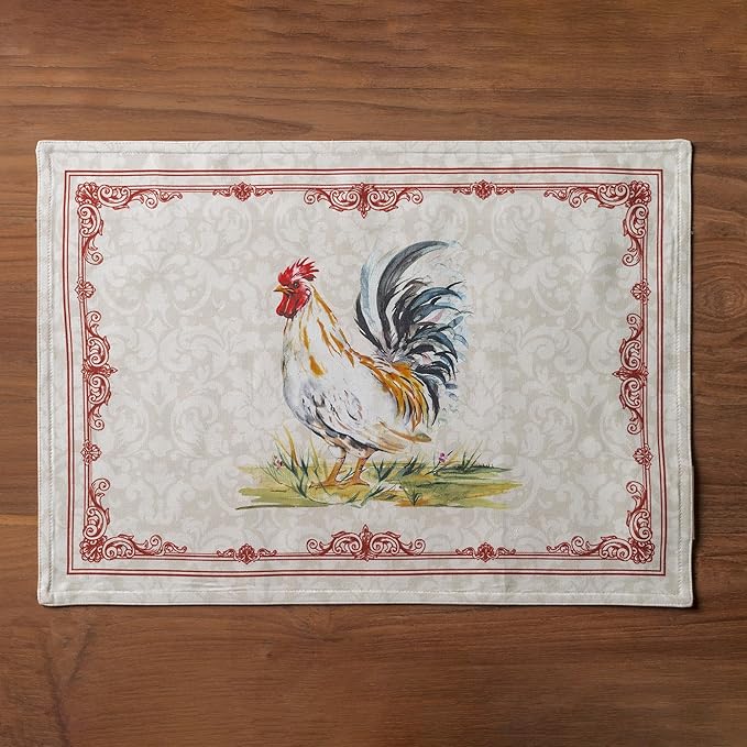Maison d' Hermine Placemats Set of 2 100% Cotton Washable Cloth Place Mats Reusable Table Mats for Kitchen Dining Party Wedding Gifts for Mothers Day Spring/Summer (Campagne, 13" x 19")