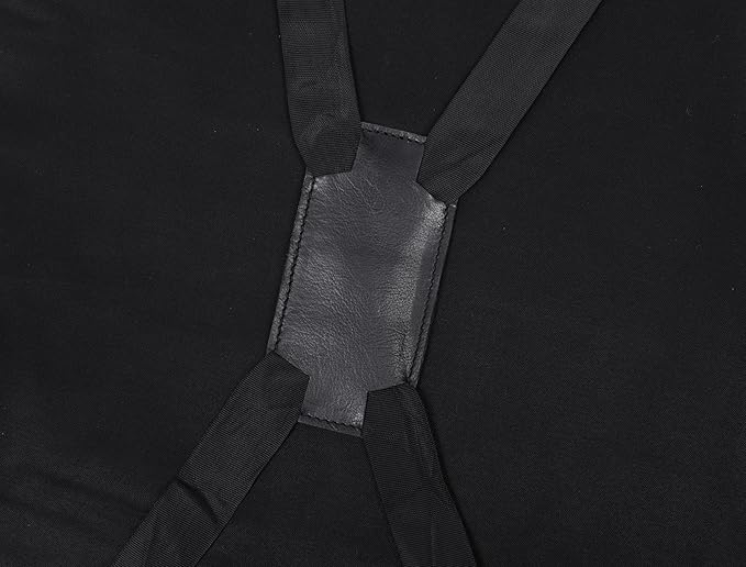 One Size Fits Utility Apron | Adjustable Cross-Back Straps | Multi-Use Shop Apron With Tool Pockets By Aaron Leather Goods (Leather, Black)