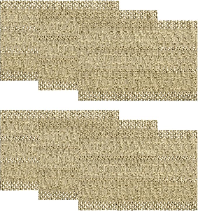 Artoid Mode Burlap Brown Farmhouse Woven Rustic Hollow Placemats Set of 6,12x18 Inch Seasonal Holiday Table Mats Party Kitchen Dining Decoration