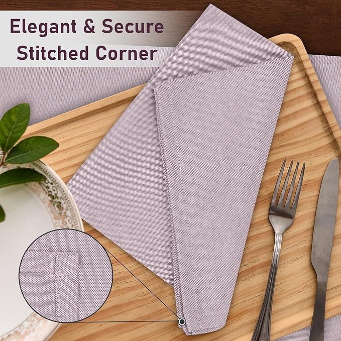 Ruvanti Cloth Napkins Set of 6, 18x18 Reusable Napkins Cloth Washable, Soft & Durable Table Napkin, Poly Cotton Fabric Dinner Napkins for Parties, Christmas, Thanksgiving, Weddings - Mauve