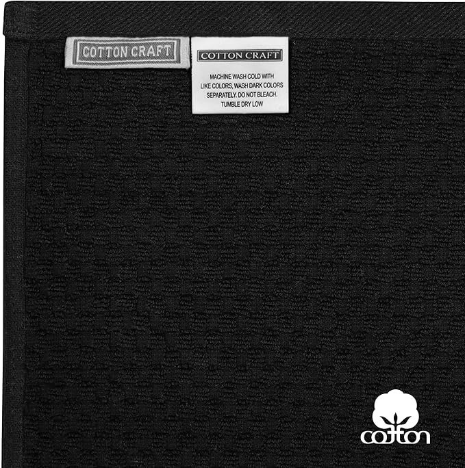 COTTON CRAFT Hooded Bath Towel – Oversized 35 x 70 Waffle Weave Towel with Hood for Adults - 100% Ringspun Cotton Pool Bath Sheet Wrap with Hood - Soft Super Absorbent Quick Dry – 450 GSM – Black