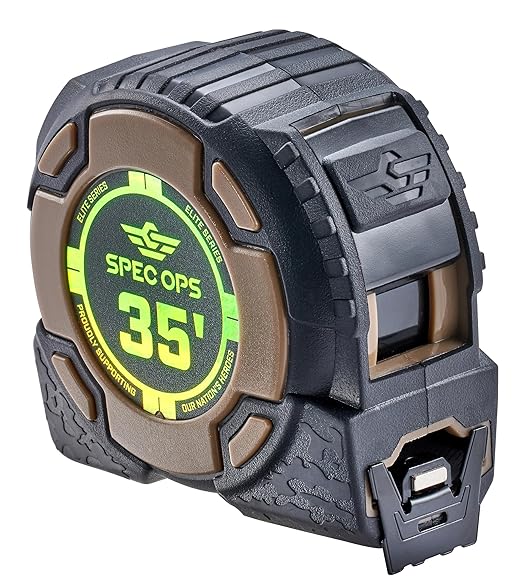Spec Ops Tools 35-Foot Elite Series Magnetic Tape Measure, 1 1/4" Double-Sided Blade, 12 Feet of Stand Out, Military-Grade Composite Case, 3% Donated to Veterans