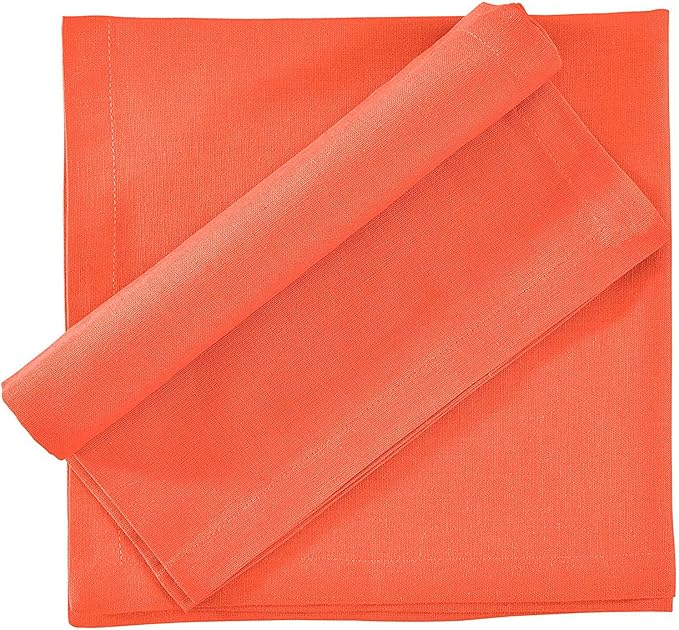 Fingercraft Dinner Cloth Napkins in Cotton Linen Blend Fabric 12 Pack, Premium Quality, Mitered Corners for Every Day Use Napkins are Pre Shrunk and Good Absorbency Easter Special Color Orange