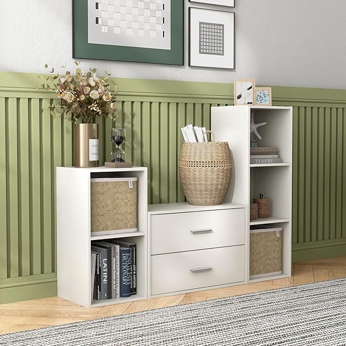 Homes: Inside + Out Apexa 2-Drawer Wooden Stackable Storage Drawers, Small Food Pantry Cabinet, Cajonera De Madera, Underbed Drawer Dorm Teen Room Decor & Bedroom, Home Office, Kitchen, White