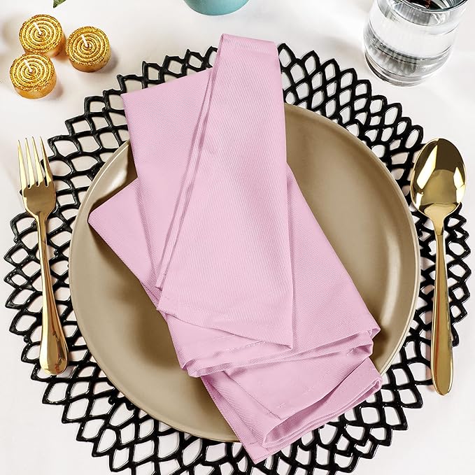 Utopia Kitchen Pink Cloth Napkins [12 Pack, 18x18 Inch] Absorbent Cotton Blend Washable and Reusable for Dinner, Restaurant, Lunch, Wedding and Hotel