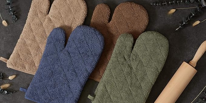 DII Basic Terry Collection 100% Cotton Quilted, Oven Mitt, Artichoke, 2 Piece
