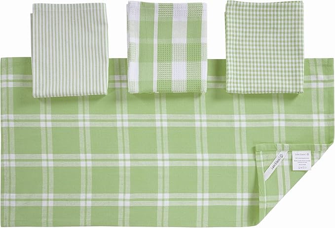 LANE LINEN 100% Cotton Kitchen Dish Cloths, Ultra Soft Absorbent Quick Drying Dish Towels, Multiweave Wash Cloths Dish Towel Sets, 13x28 Inches, 4 Pack - Sage Green