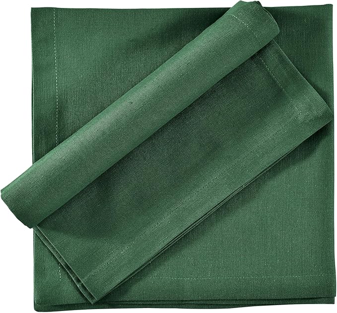FINGERCRAFT Dinner Cloth Napkin Cotton Linen Blend 12 Pack Natural Premium Quality Mitred Corner for Every Day Use Pre Shrunk and Good Absorbency 18x18 in Easter Color Eden Green
