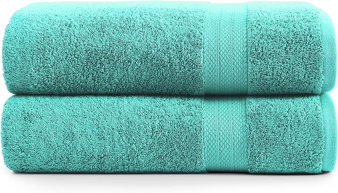 LANE LINEN 100% Pure Cotton Bath Sheets 2 Pack (35"x66") - Extra Large Bathroom Towels - Quick Dry, Smooth, Durable & Highly Absorbent Oversized Towel Sets - Holds Well After Multiple Washes - Teal