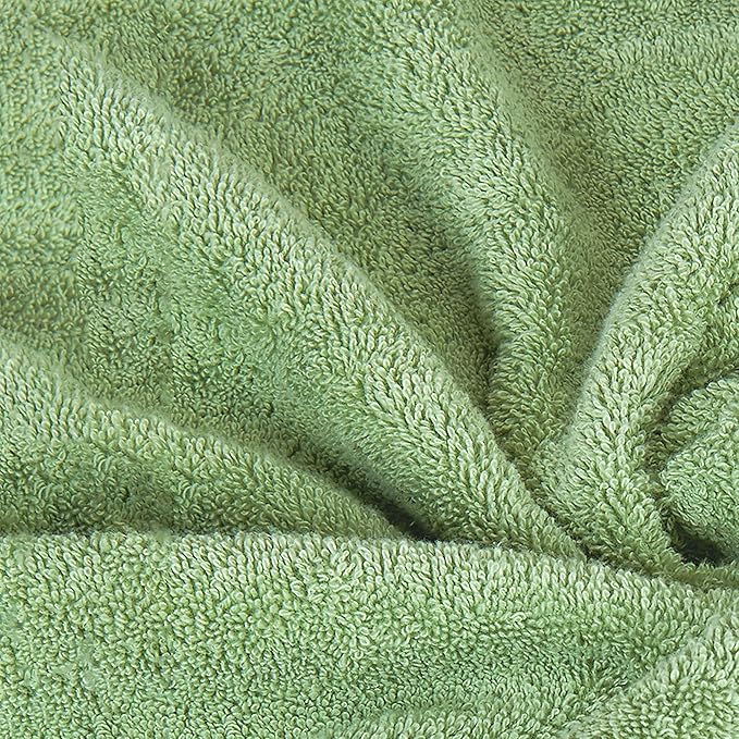 Mocassi Luxury 100% Turkish Cotton 6-Piece Towel Set - Ultra Soft, Quick Dry Highly Absorbent Premium Spa Hotel Quality Bath Towels, Includes 2 Bath Towels, 2 Hand Towels and 2 Washcloths, Sage