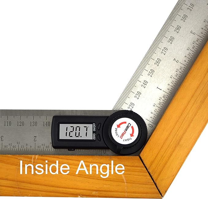 GemRed 82305 Digital Angle Finder Protractor Stainless Steel (Black Buttons)