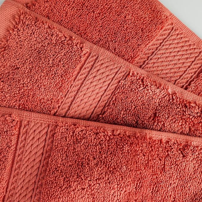 SUPERIOR Egyptian Cotton Pile 8 Piece Towel Set, Includes 2 Bath, 2 Hand, 4 Face Towels/Washcloths, Ultra Soft Luxury Towels, Thick Plush Essentials, Guest Bath, Spa, Hotel Bathroom, Coral