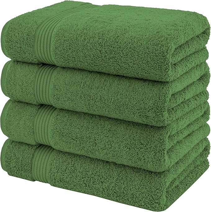 American Veteran Towel, Turkish Bath Towels for Bathroom 4 Pack, 27x54 Extra Large Premium Soft Drying Bathroom Towels, Sage Green
