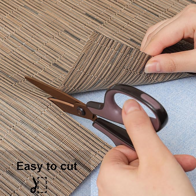 Myir JUN Placemats Set of 10, Vinyl Woven Placemats Place Mats Indoor Set of 10 Washable Table Mats Non-Slip Place mats for Dining Table (Light Brown)