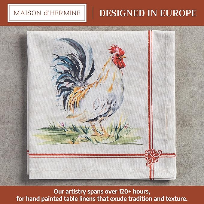 Maison d' Hermine Cloth Napkins Set of 4 100% Cotton Everyday Reusable Square Napkins Cloth Washable, Dinner, Party, Wedding, Restaurant, Spring/Summer (Campagne, 20" x 20")