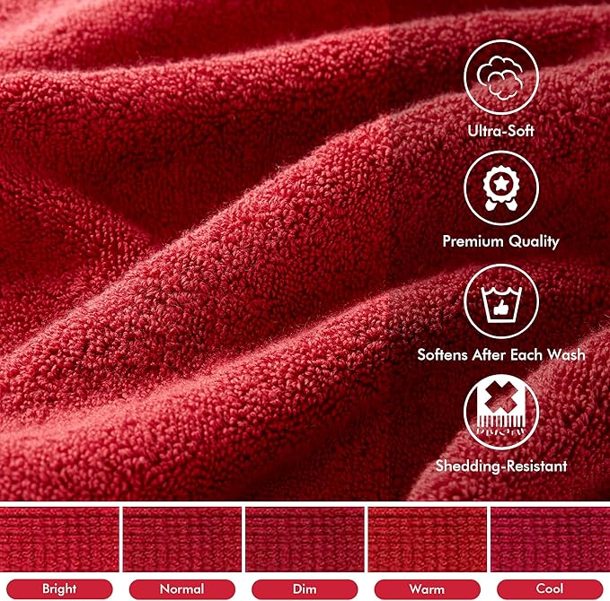 Madison Park 800GSM Bathroom Towel Set of 8 100% Cotton Bath Towel Set for Bathroom Luxurious Highly Absorbent 2 Bath Towels 2 Hand Towels 4 Washcloths Quick Dry Spa Quality Bright Red