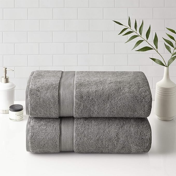 Madison Park 800GSM Bath Sheet Towel Oversized 34" x 68" 2 Pack 100% Cotton Bath Towel Set Highly Absorbent Hotel Spa Quality for Bathroom, Grey