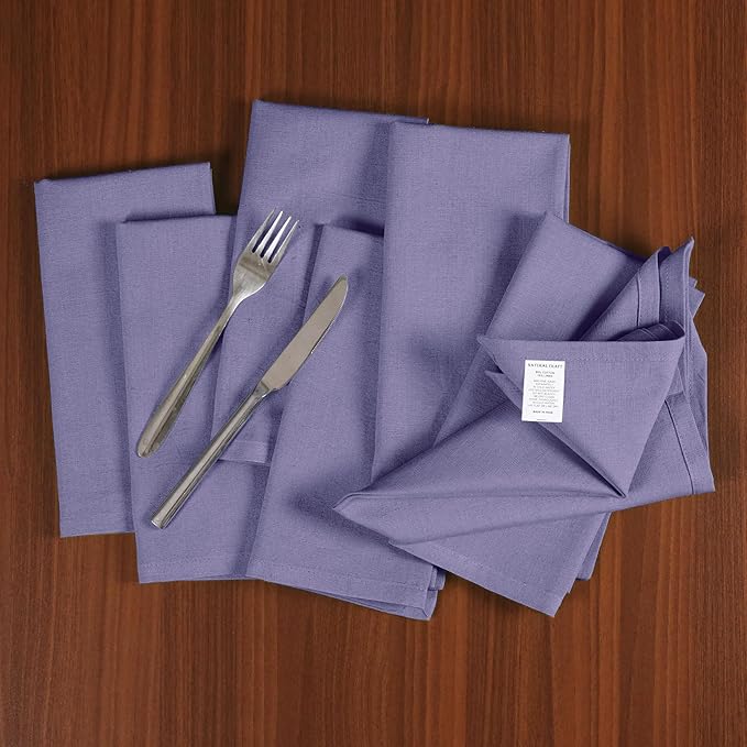 NATURALCRAFT Cloth Napkins Set of 12 Cotton Linen 18x18 Inch - Soft Durable Easter Washable - Ideal for Hotel Farmhouse Party Wedding Spring Summer Easter - Perfect Everyday Use (Purple, Pack of 12)