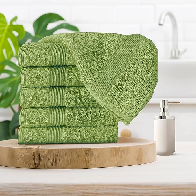 Belizzi Home Ultra Soft 6-Piece Hand Towel Set 16x28-100% Ringspun Cotton - Durable & Highly Absorbent Hand Towels - Ideal for use in Bathroom, Kitchen, Gym, Spa & General Cleaning - Kiwi Green