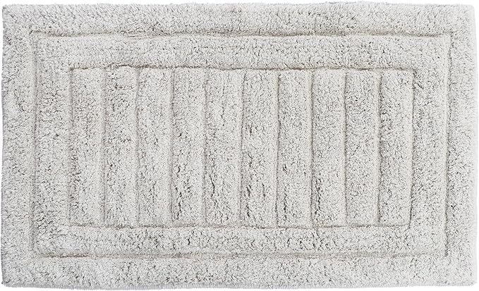 voyzz home Luxurious 100% Cotton Bath Rug Mat - Featuring Ultra-Soft Plushness, Non-Slip Design, Super Water Absorbent and Machine Washable Mats for Bath Floor, Tub and Shower, 17"x24" Striped Grey