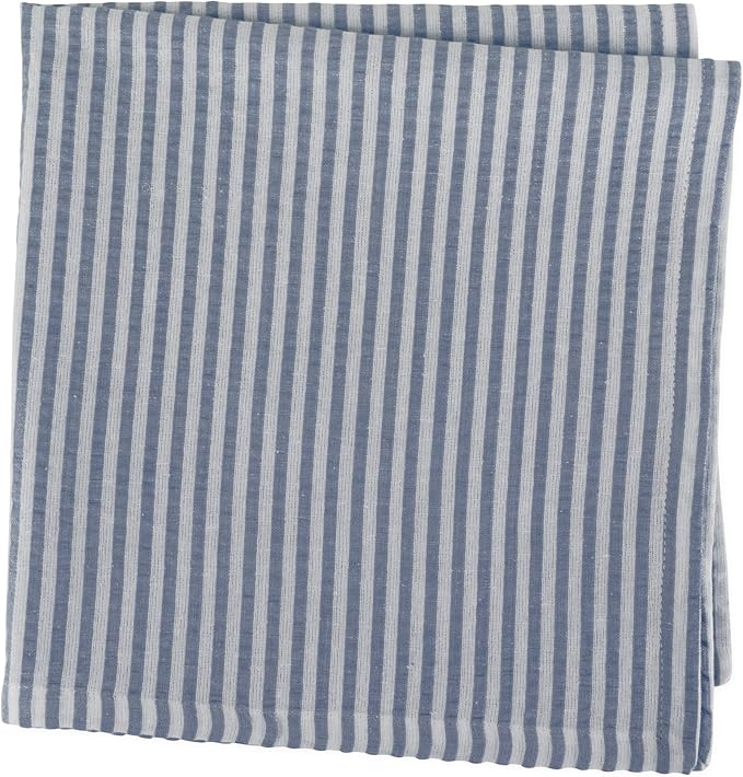 DII 100% Cotton Seersucker Striped Tabletop Collection, Blue, Napkin Set, 6 Piece