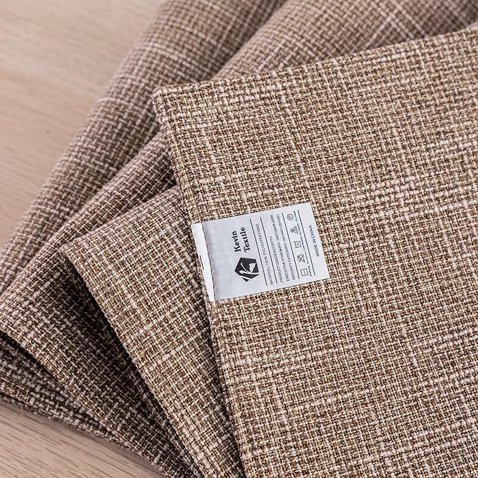 Kevin Textile Burlap Linen Placemats Set of 6 Heat Resistant Dining Table Place Mats Washable Kitchen Table Mats for Dinning Party Holiday Indoor Outdoor, 13 x19 inches, Natural Linen