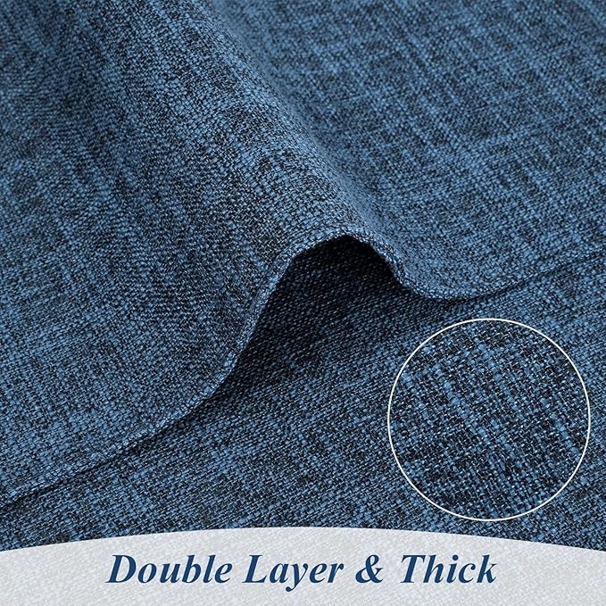SHACOS Washable Cloth Placemats Set of 4 Double Layer Fabric Non Slip Heat Resistant Table Mats Linen Place Mats Stain Resistant Reversible Indoor Outdoor, Dark Blue