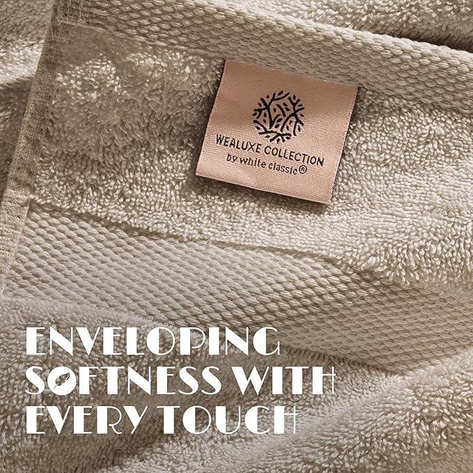 White Classic Luxury Soft Bath Sheet Towels - 650 GSM Cotton Luxury Towels Extra Large 35x70 | Highly Absorbent and Quick Dry | Hotel Quality, Taupe, 2 Pack