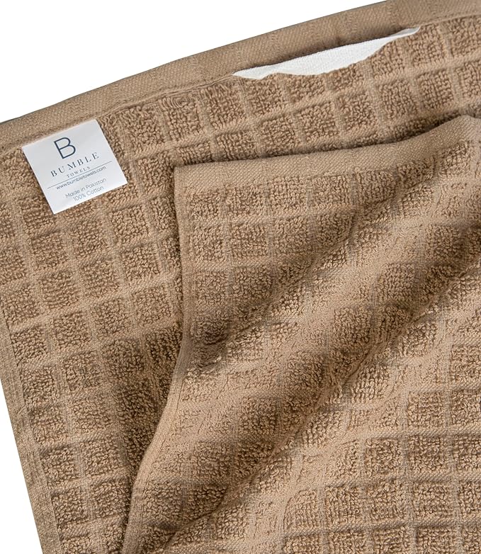Bumble Kitchen Towels (6 Pack) | 16” x 28” | 100% Cotton Kitchen Towels | 385 GSM | Soft, Highly Absorbent & Durable Dish Towels for Kitchen | Tan