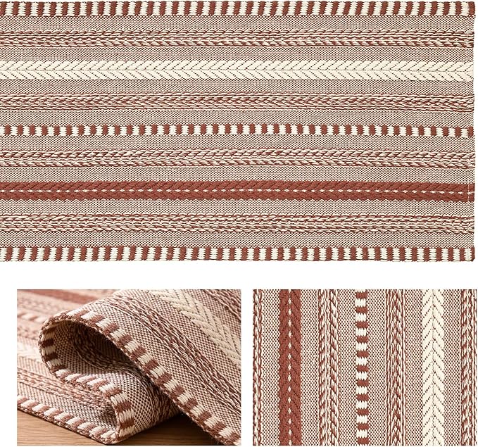 Artoid Mode Caramel Farmhouse Woven Table Runner, Seasonal Holiday Rustic Kitchen Dining Table Decoration for Home Party Decor 12x72 Inch