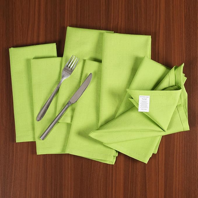 NATURALCRAFT Cloth Napkins Set of 12 Cotton Linen18x18 inch Washable Easter Napkins Cloth - Soft Durable Reusable - Ideal for Hotel Hotel Farmhouse Party Wedding Everyday Use Kitchen Leaf Green