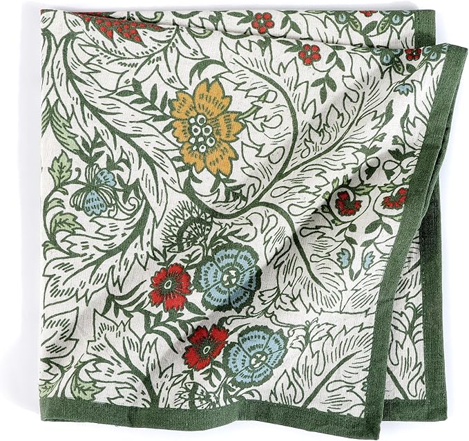 FINGERCRAFT Cloth Napkins, Set of 4 Cotton Linen Blend Printed Dinner Napkins Cloth Mitered Corner Perfect for Parties Dinners Weddings Cocktail Christmas Easter 20x20 Botanical Garden