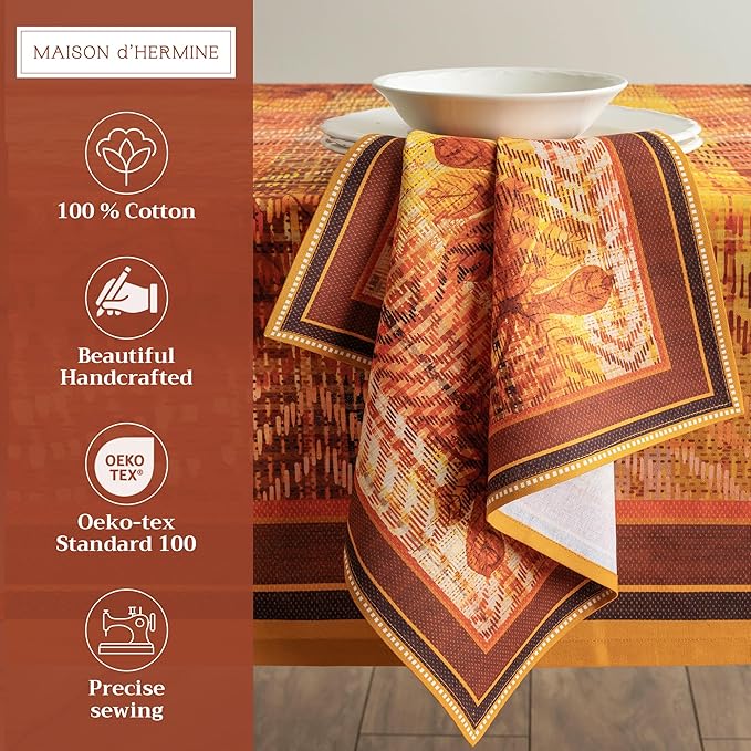 Maison d' Hermine Cloth Napkins Set of 4 100% Cotton for Thanksgiving Christmas Decorations Everyday Reusable Square Fall Napkins Cloth Washable Dinner Party (Thanksgiving Tartan, 20"x20")