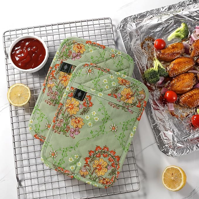 BONTHEE Pot Holders for Kitchen Heat Resistant Hot Pads for Countertops Oven Pot Holders Cotton Potholders for Kitchen Cooking Baking - 2PCS