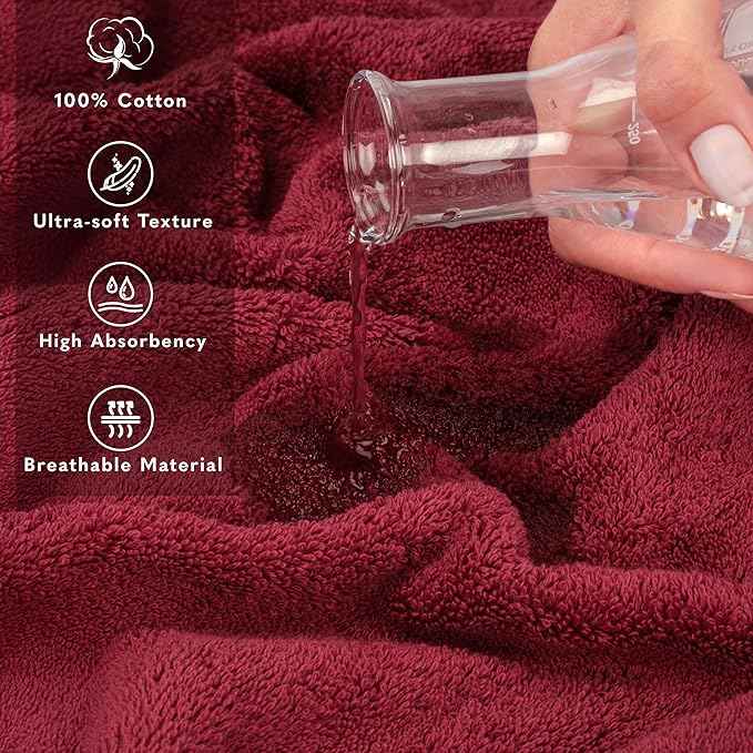 American Soft Linen 35x70 Jumbo Large Bath Towel, 600 GSM 100% Cotton Turkish Bath Sheet, Oversized Luxury Bath Towel for Bathroom Beach and Pool, Bordeaux