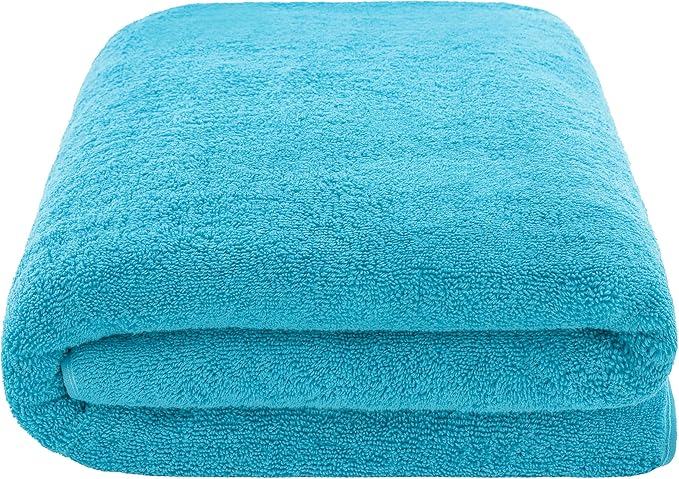 American Soft Linen 100% Cotton 600 GSM Turkish 40x80 Oversized Bath Towel Sheet, Extra Large Adult Towels for Bathroom, Aqua Blue Bath Sheet
