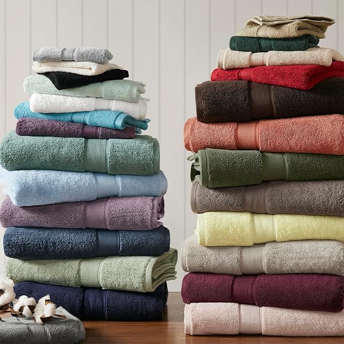 Madison Park 800GSM Bathroom Towel Set of 8 100% Cotton Bath Towel Set for Bathroom Luxurious Highly Absorbent 2 Bath Towels 2 Hand Towels 4 Washcloths Quick Dry Spa Quality Dusty Green