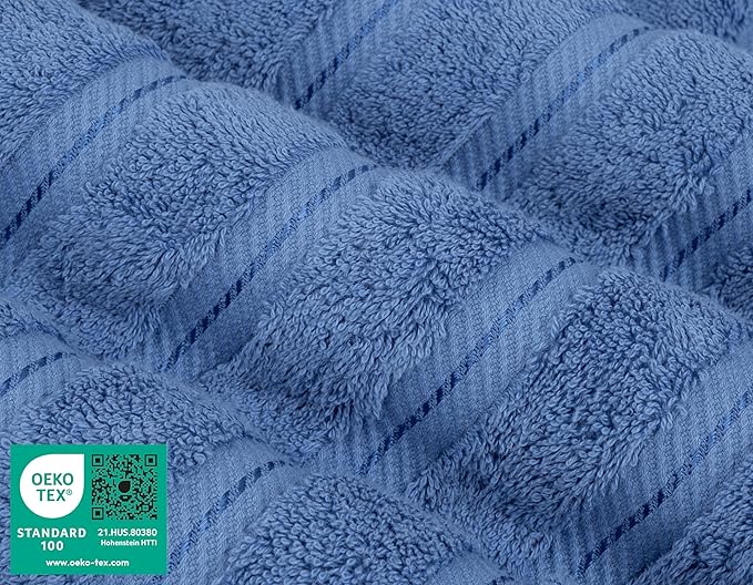 American Soft Linen Luxury 6 Piece Towel Set, 2 Bath Towels 2 Hand Towel 2 Washcloths, 600 GSM 100% Cotton Turkish Towels for Bathroom, Electric Blue Towel Sets