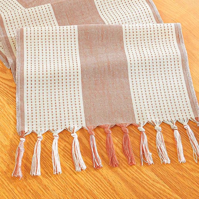 Niviy Orange Fall Table Runner 72 Inches Long, Boho Farmhouse Seasonal Thanksgiving Decor Washable Table Runners Fall Decorations for Home (Orange, 12"×72")