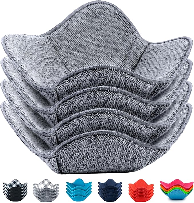 Aticca Microwave Bowl Cozy Holders for Hot Food Set of 4 Hot Pads for Bouillon Cups Multipurpose Heat Proof Plate Holder