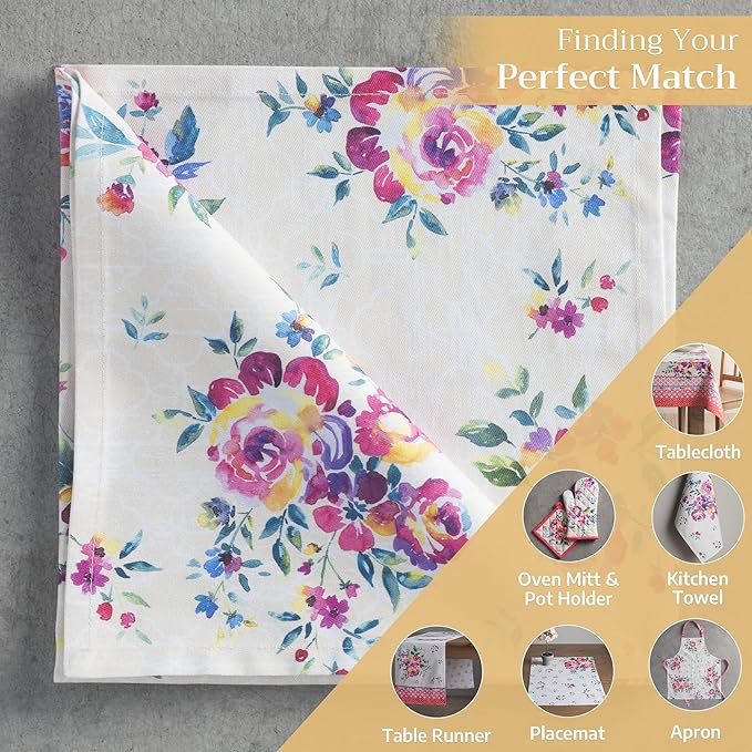 Maison d' Hermine Cloth Napkins Set of 4 100% Cotton Everyday Reusable Square Napkins Cloth Washable Dinner Party Wedding Restaurant Gifts for Mothers Day Spring/Summer (Rose Garden, 20" x 20")