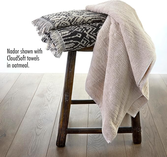 SKL Home Nador Jacquard Bath Towel, Black