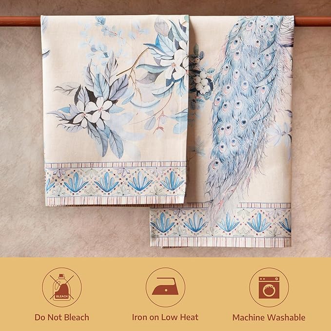 Maison d' Hermine Dishcloths 100% Combed Cotton Premium (20" x 27.50") Easter Multi-Purpose, Kitchen Towel for Kitchen, Holiday, Dinner, Wedding & Dining, Peacock Utopia - Sandy Beach (Set of 3)