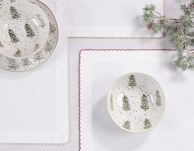 SARO LIFESTYLE Recotting Collection Whip Stitched Placemats (Set of 4), 14"x20", Red